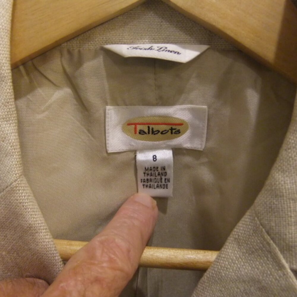 Talbots Irish Linen Beige Blazer Jacket Women's Size 8 - Picture 3 of 4